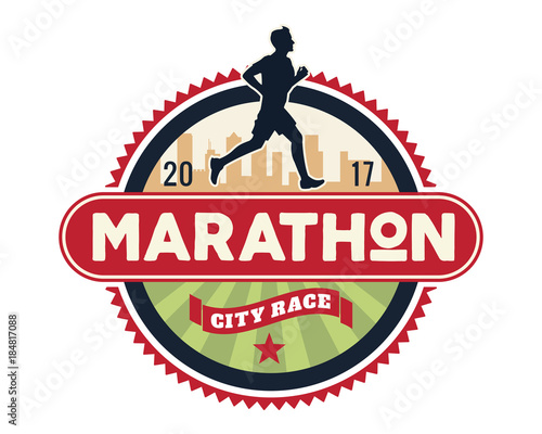Modern Urban Marathon Badge Logo Emblem Illustration