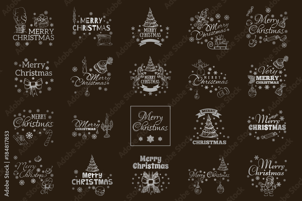 Merry Christmas. Set of typographic elements for greeting cards, invitations and other items. Merry Christmas. Set of typographic elements for greeting cards, invitations and other items.