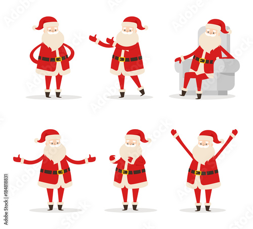 Santa Collection of Icons Vector Illustration
