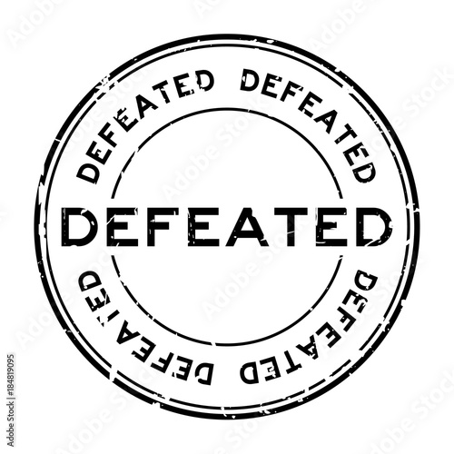 Grunge black defeated round rubber seal stamp on white background