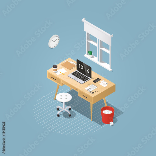 Isometric home workplace illustration