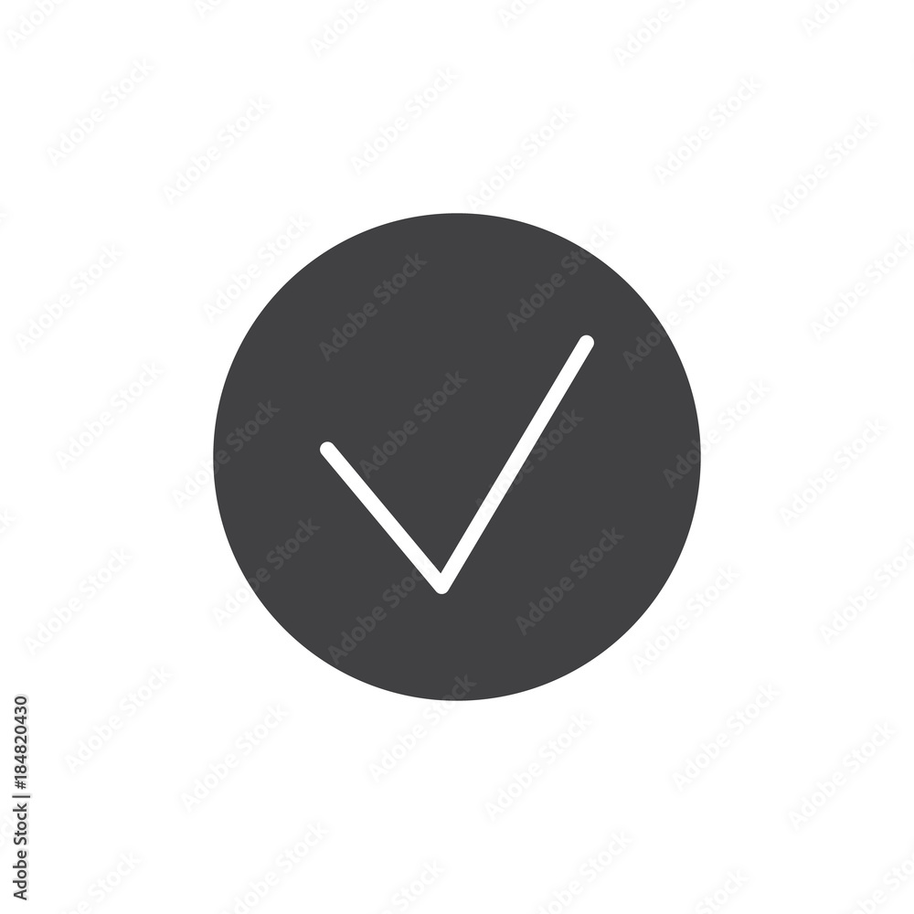 Check mark icon vector, filled flat sign, solid pictogram isolated on white. Download success arrow symbol, logo illustration. Check mark icon vector, filled flat sign, solid pictogram isolated on white. Download success arrow symbol, logo illustration.
