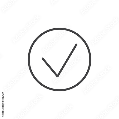 Check mark line icon, outline vector sign, linear style pictogram isolated on white. Download success arrow symbol, logo illustration. Editable stroke