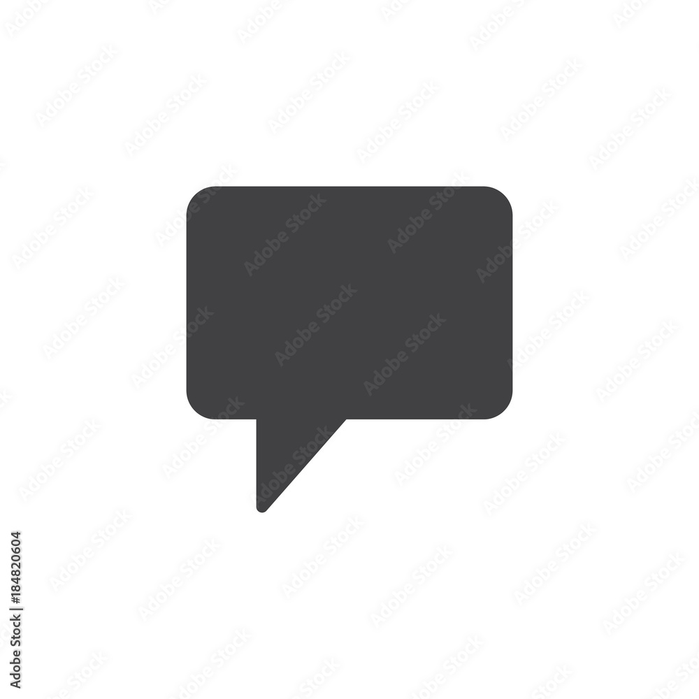 Speech bubble icon vector, filled flat sign, solid pictogram isolated on white. Chat symbol, logo illustration. Speech bubble icon vector, filled flat sign, solid pictogram isolated on white. Chat symbol, logo illustration.