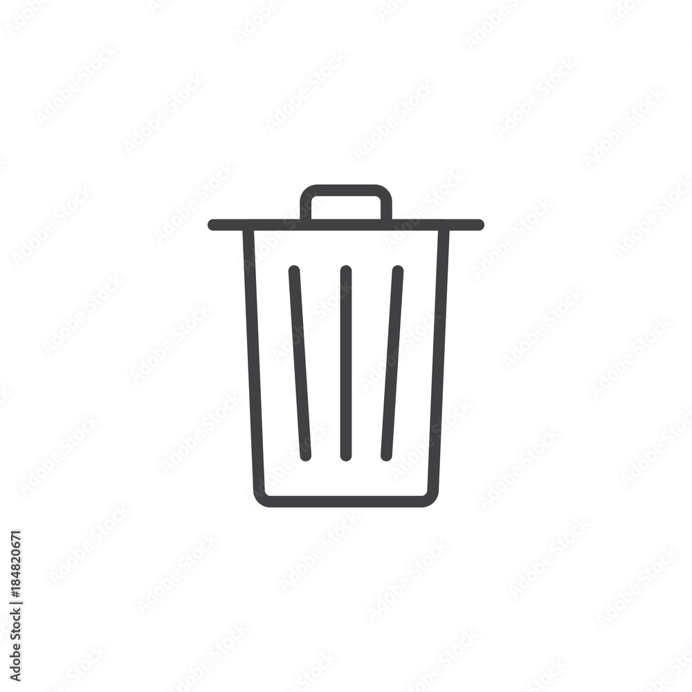 Trash can line icon, outline vector sign, linear style pictogram isolated on white. Delete bin garbage symbol, logo illustration. Editable stroke Trash can line icon, outline vector sign, linear style pictogram isolated on white. Delete bin garbage symbol, logo illustration. Editable stroke