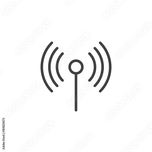 Wifi antenna line icon, outline vector sign, linear style pictogram isolated on white. Wireless symbol, logo illustration. Editable stroke