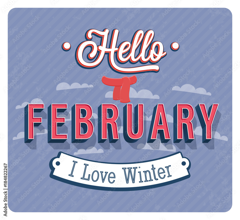 Obraz premium Hello february typographic design.