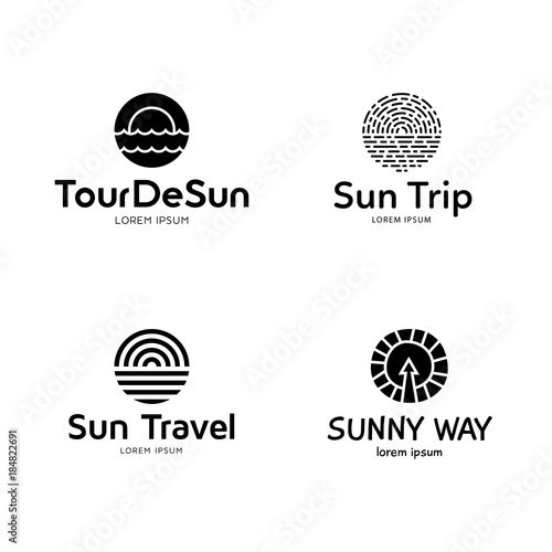 Sun And Sea Logo Design Template Set