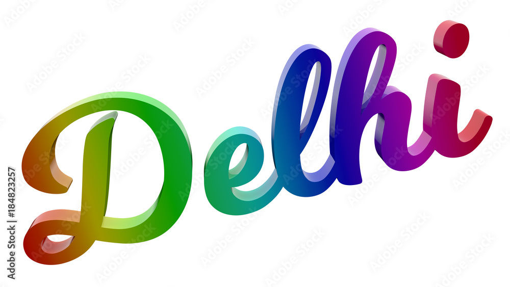 Delhi City Name Calligraphic 3D Rendered Text Illustration Colored With RGB Rainbow Gradient, Isolated On White Background
Delhi City Name Calligraphic 3D Rendered Text Illustration Colored With RGB Rainbow Gradient, Isolated On White Background