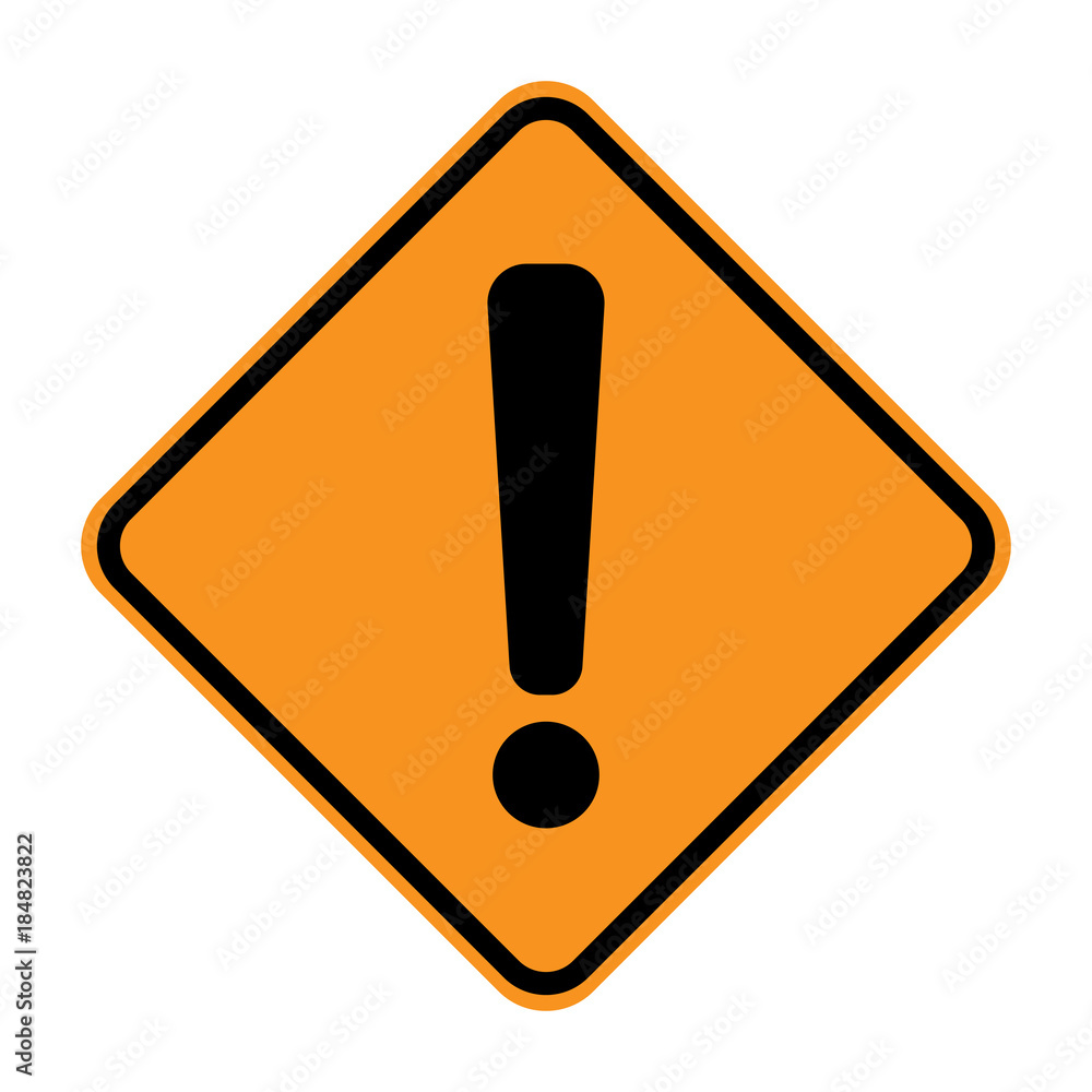 WARNING sign. Exclamation point symbol in square with yellow background. Vector icon. WARNING sign. Exclamation point symbol in square with yellow background. Vector icon.