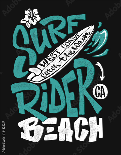 surf rider print. t-shirt graphic design