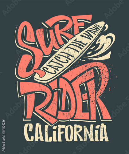 surf rider print. t-shirt graphic design