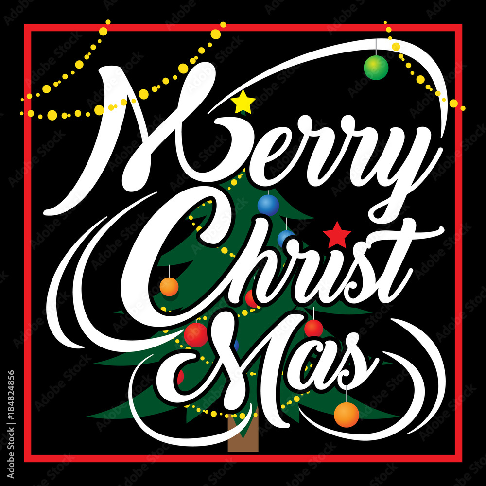 The Icon Merry Christmas White Color Created vector art image illustration on Black Background
