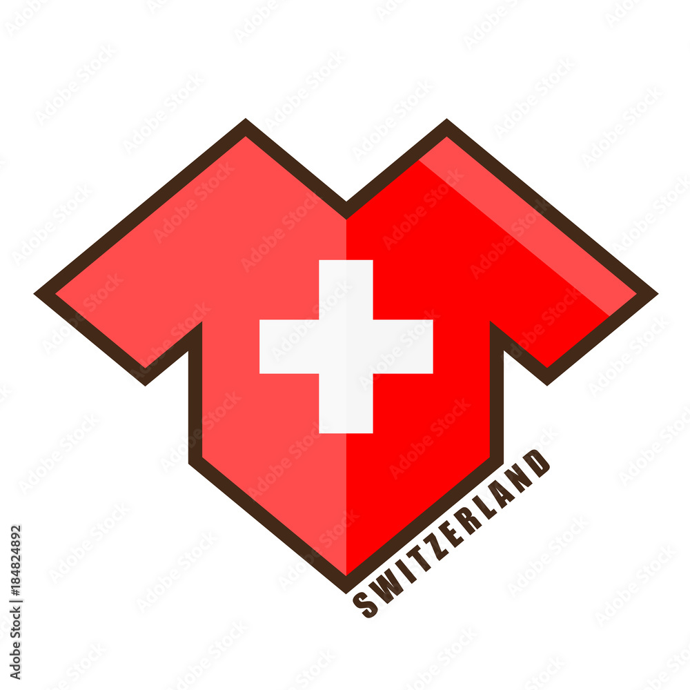 Vector illustration. Football tournament 2018. Flag of Switzerland. logo for the summer soccer championship. Sports wear. T-shirt