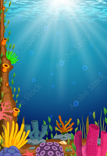 Underwater scene with tropical coral reef