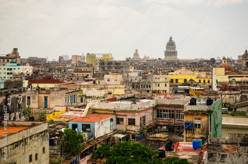 Havana cityscape with National Capitol Building in Cuba