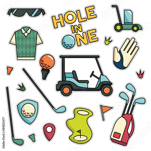 Vintage 80s-90s Golf Fashion Cartoon Illustration Set Suitable for Badges, Pins, Sticker, Patches, Fabric, Denim, Embroidery and Other Fashion Related Purpose