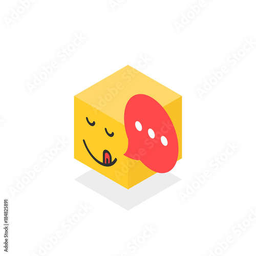 isometric gourmet icon like emoji face isolated on white