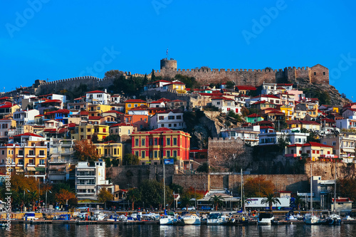 Greece  Kavala - October 20  2017  City view  port and old castle.