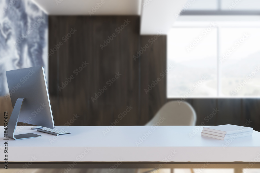 Black marble and wooden CEO office blur Black marble and wooden CEO office blur