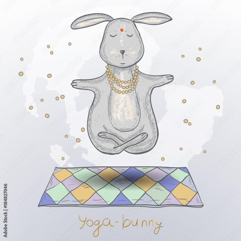 Obraz premium Śliczna joga zająca. Ilustracji wektorowych.