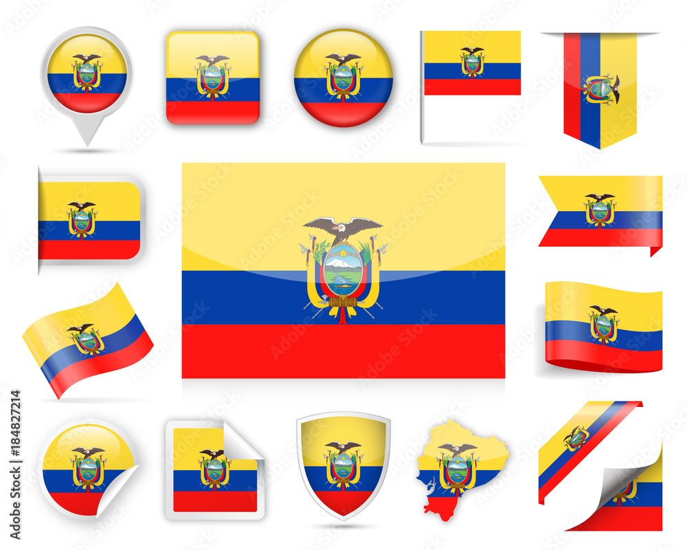 Obraz premium Ecuador Flag Vector Set