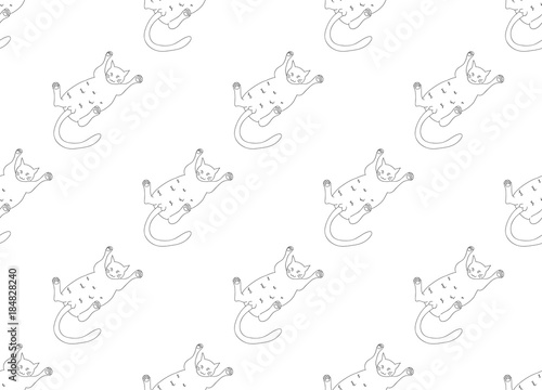 White Cute Cat Laying on Ba...