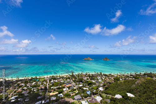 Turquoise view of Pacific Ocean Mokulua Islands