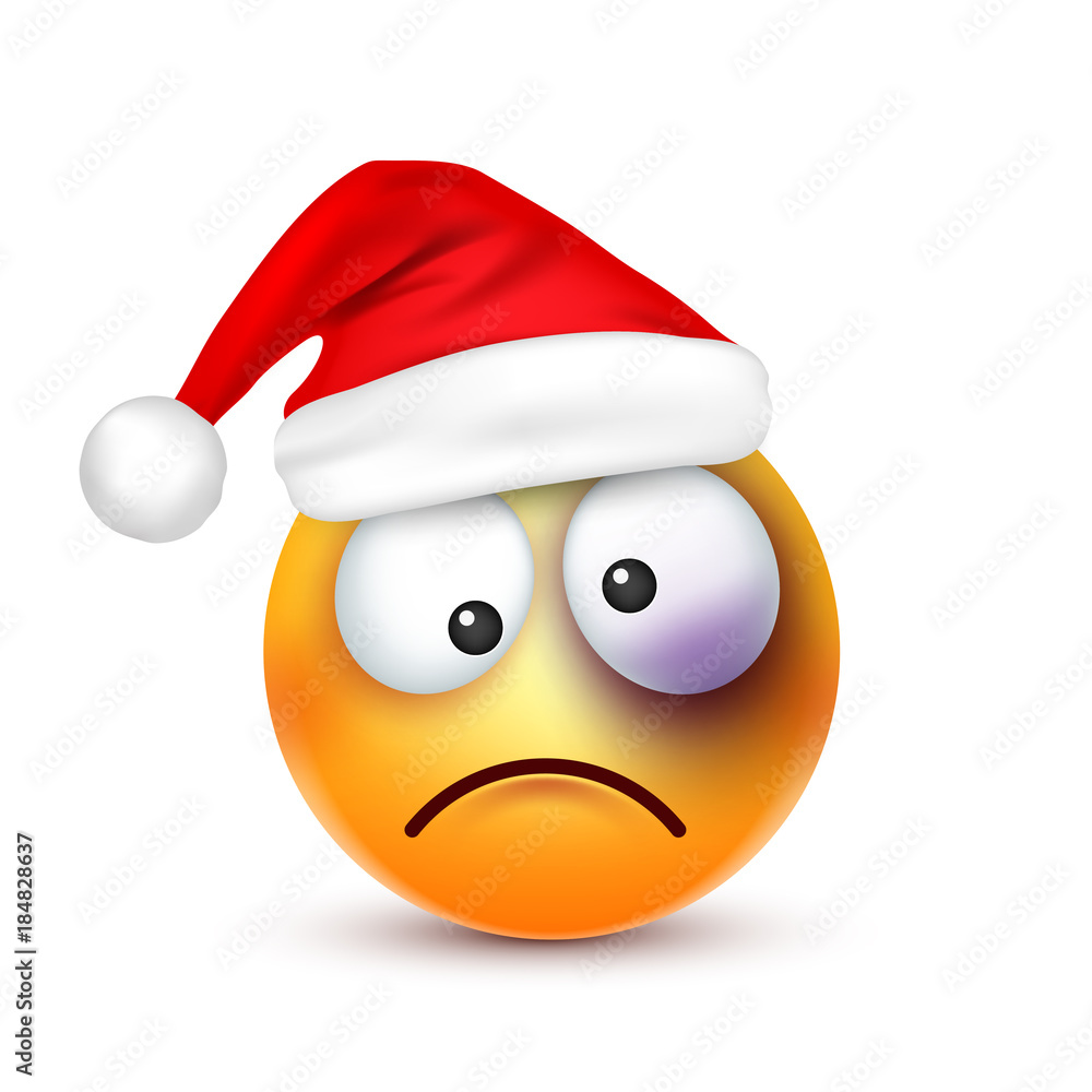 Smiley,emoticon. Yellow emoji, face with emotions and Christmas hat. New Year, Santa.Winter. Sad,happy,angry faces.Funny cartoon character.Mood. Vector. Smiley,emoticon. Yellow emoji, face with emotions and Christmas hat. New Year, Santa.Winter. Sad,happy,angry faces.Funny cartoon character.Mood. Vector.