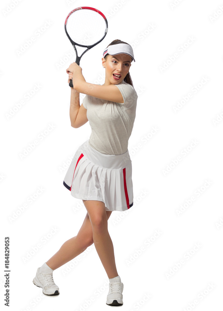 Woman tennis player isolated (without ball version)