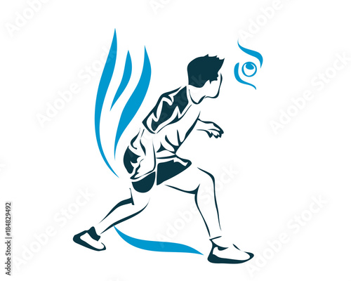 Passionate Table Tennis Athlete In Action Logo