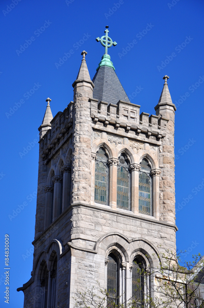 The Cathedral of the Immaculate Conception on Columbus Circle in downtown Syracuse, New York State, USA.