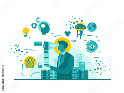 Isolated Biometric Device Technology Start Up Business Concept Illustration