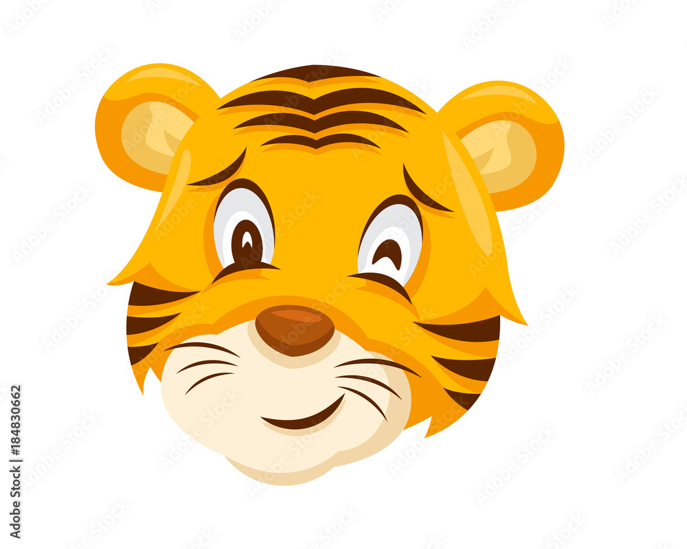 Cute Winking Tiger Face Emoticon Emoji Expression Illustration Stock