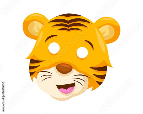 Fototapeta Naklejka Na Ścianę i Meble -  Cute Surprised Tiger Face Emoticon Emoji Expression Illustration