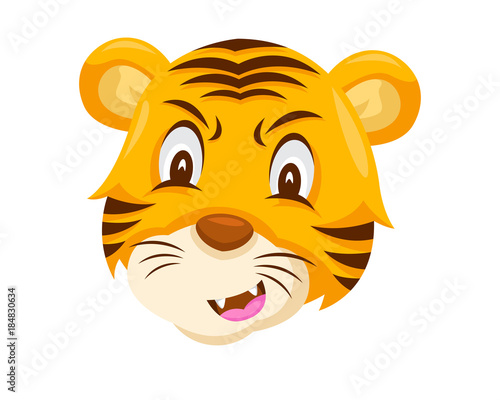 Fototapeta Naklejka Na Ścianę i Meble -  Cute Skeptical Tiger Face Emoticon Emoji Expression Illustration