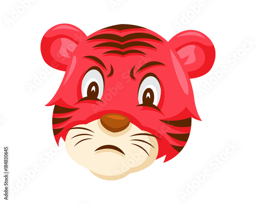 Fototapeta Naklejka Na Ścianę i Meble -  Cute Angry Tiger Face Emoticon Emoji Expression Illustration
