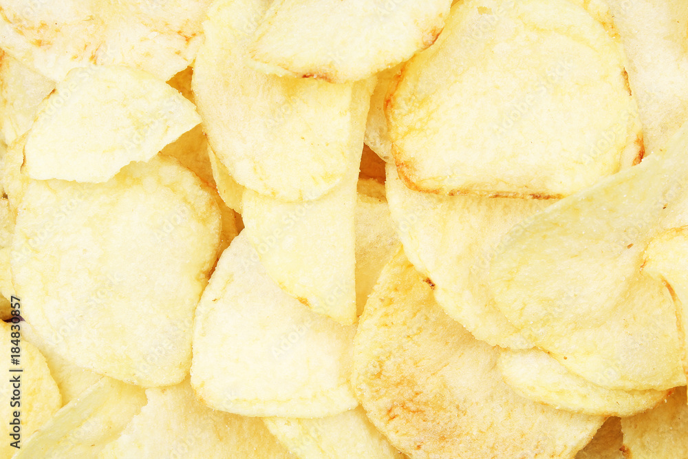 Chips pattern. Yellow salted potato chips as background. Chips texture studio photo. Food. Chips pattern. Yellow salted potato chips as background. Chips texture studio photo. Food.