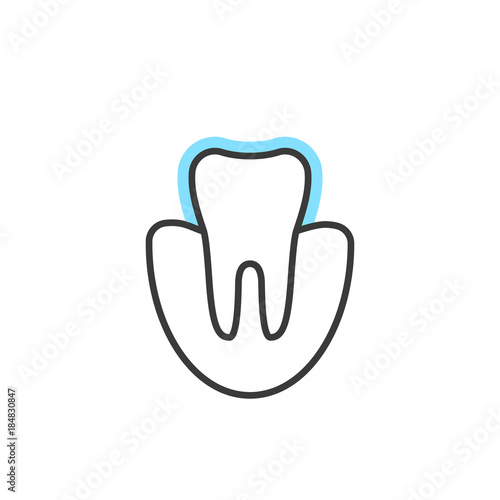 thin line icon of tooth extension or protection