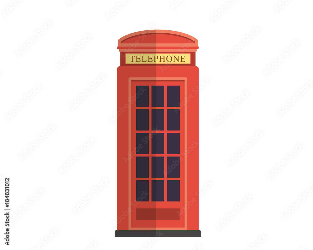 Obraz premium Vintage London Phone Booth Illustration
