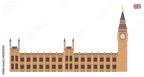 Modern United Kingdom Famous Tourist Landmark Building Illustration - Big Ben