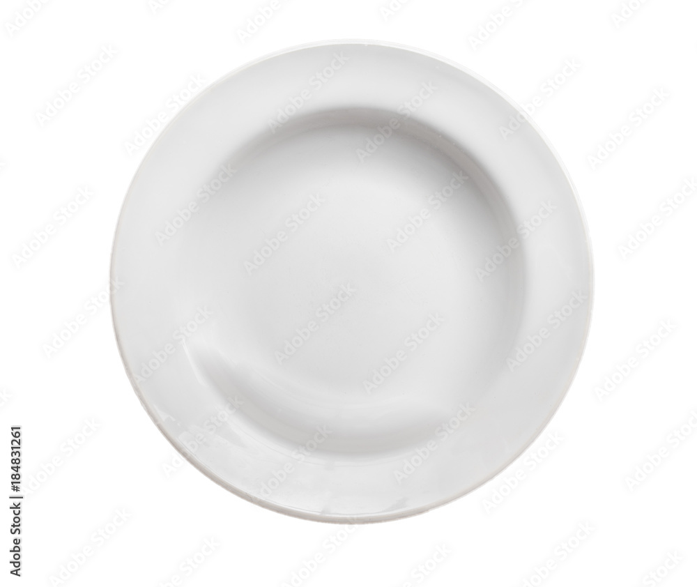 Porcelain or ceramic white plate, ordinary, isolated on a white background Porcelain or ceramic white plate, ordinary, isolated on a white background