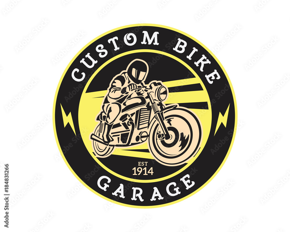 Vintage Motorcycle Speedshop Logo Badge Illustration Stock Vector