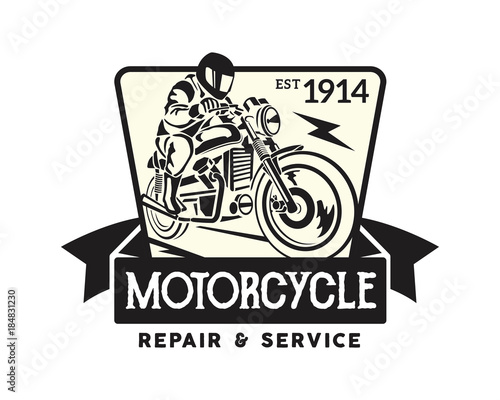 Vintage Motorcycle Speedshop Logo Badge Illustration