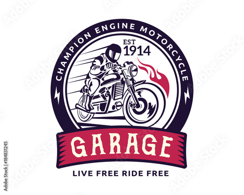 Vintage Motorcycle Speedshop Logo Badge Illustration