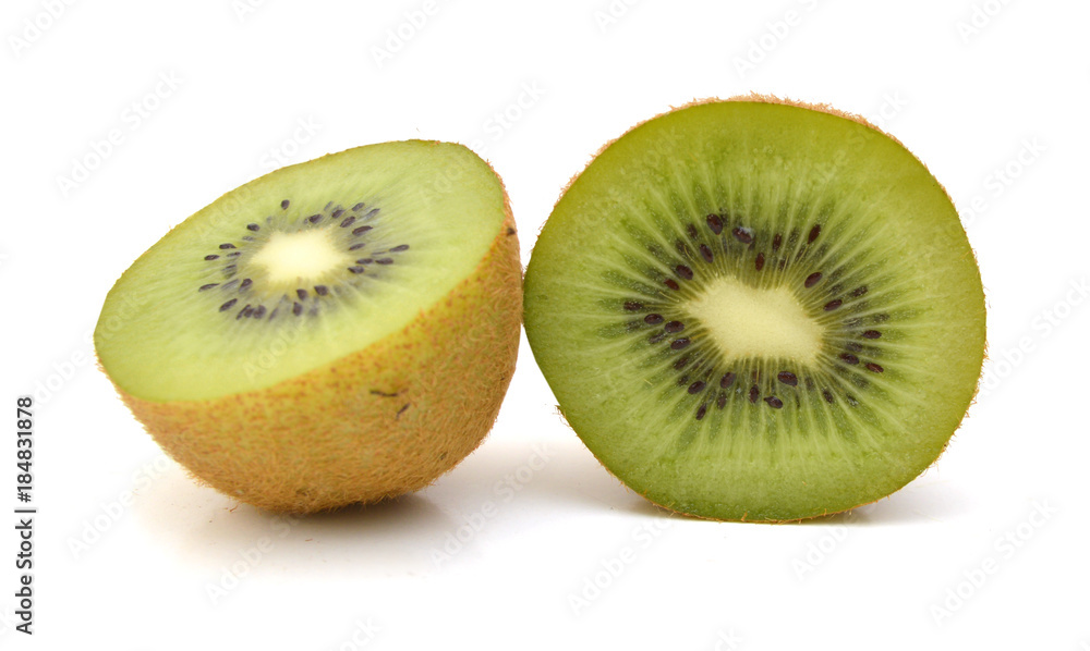 Kiwi fruit sliced segments isolated on white background cutout Kiwi fruit sliced segments isolated on white background cutout