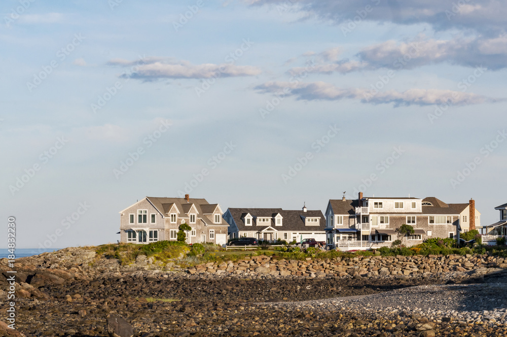 Maine houses with blue and clean sky Maine houses with blue and clean sky