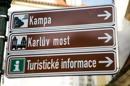 Prague Sign Sign Kampf Karluv most Turisticke informace photo