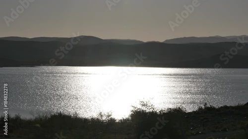 Lake formed by the el mansour eddahbi barrage near Ouarzazate Morocco  photo