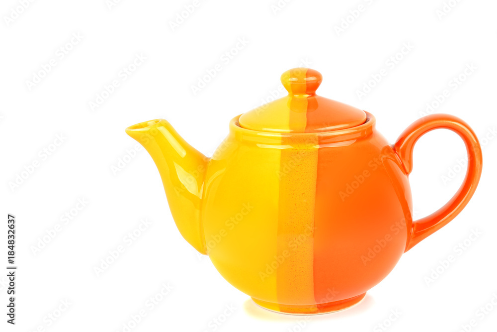 porcelain teapot, isolated on white background. Free space for text. porcelain teapot, isolated on white background. Free space for text.